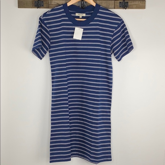 Madewell Dress Striped Crewneck Blue T-Shirt NWT - Picture 5 of 13